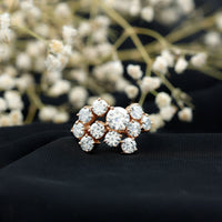 Certified Round Moissanite Cluster Engagement Ring for Women