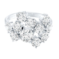 Certified Round Moissanite Cluster Engagement Ring for Women