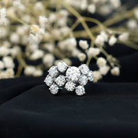 Certified Round Moissanite Cluster Engagement Ring for Women
