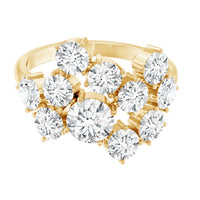 Silver Moissanite cluster statement ring by Rosec Jewels with sparkling gemstone design and intricate band details.