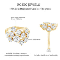 Silver certified Moissanite cluster statement ring featuring multiple sparkling stones, designed by Rosec Jewels.