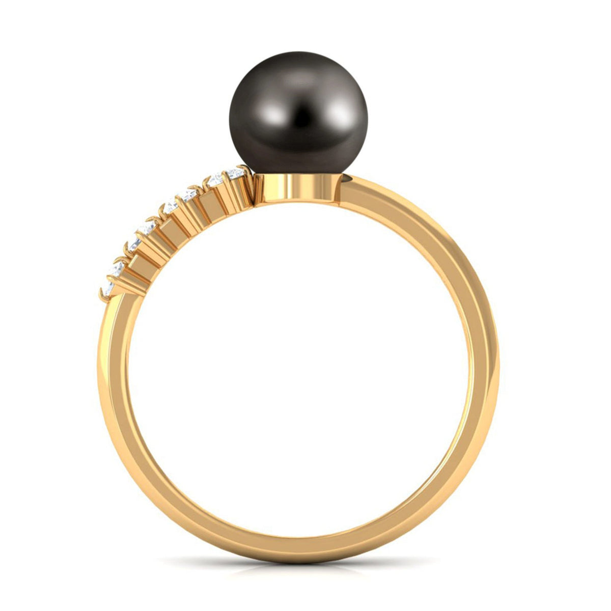 Rosec Jewels Tahitian Pearl solitaire engagement ring with diamond, showcasing a elegant pearl centerpiece and sparkling accent diamonds.