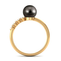 Rosec Jewels Tahitian Pearl solitaire engagement ring with diamond, showcasing a elegant pearl centerpiece and sparkling accent diamonds.