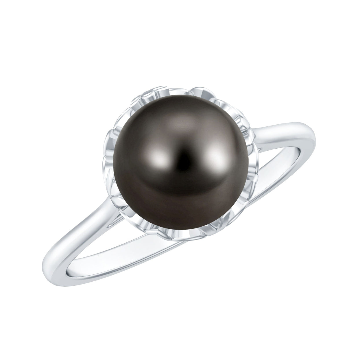 Handcrafted black Tahitian pearl engagement ring from Rosec Jewels featuring a lustrous black pearl set in a delicate ring band.
