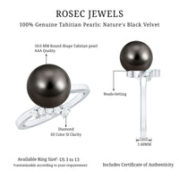 7.75 CT Designer Tahitian Pearl Solitaire Ring with Diamond