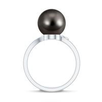 7.75 CT Designer Tahitian Pearl Solitaire Ring with Diamond