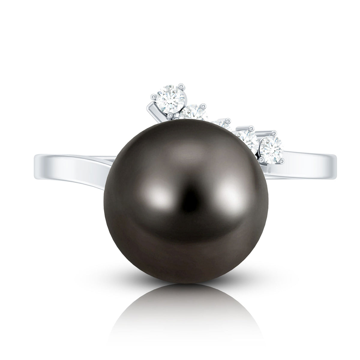 7.75 CT Designer Tahitian Pearl Solitaire Ring with Diamond