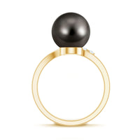 7.75 CT Designer Tahitian Pearl Solitaire Ring with Diamond