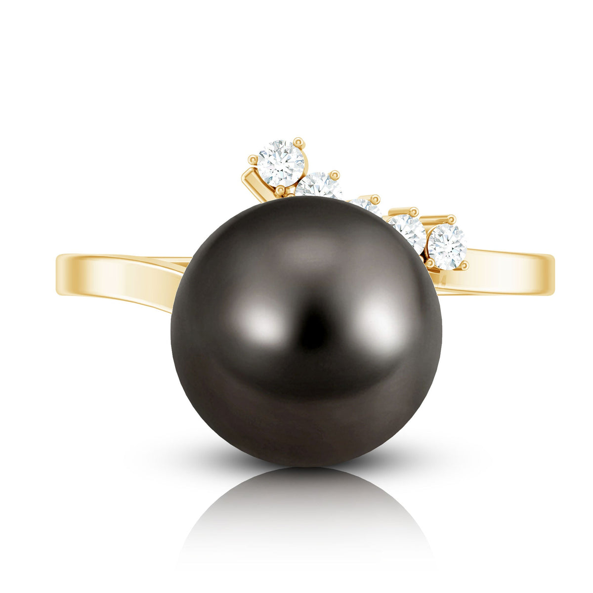 7.75 CT Designer Tahitian Pearl Solitaire Ring with Diamond