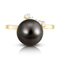7.75 CT Designer Tahitian Pearl Solitaire Ring with Diamond