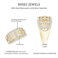 Certified Moissanite Vintage Wedding Band Ring