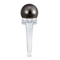 8 Carat Real Tahitian Black Pearl Solitaire Engagement Ring