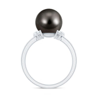 8 Carat Real Tahitian Black Pearl Solitaire Engagement Ring