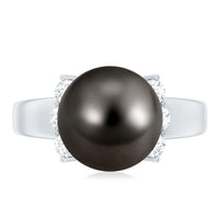 8 Carat Real Tahitian Black Pearl Solitaire Engagement Ring