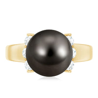 8 Carat Real Tahitian Black Pearl Solitaire Engagement Ring