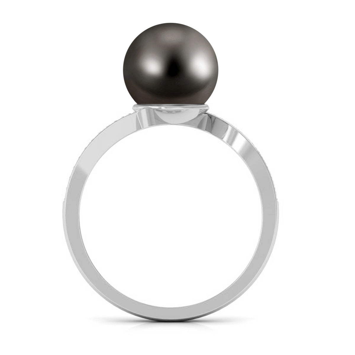 Tahitian pearl bypass engagement ring with diamond accents by Rosec Jewels, showcasing the elegant pearl and sparkling gemstones.