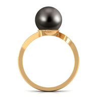 Tahitian pearl bypass engagement ring with diamonds by Rosec Jewels, featuring a lustrous black pearl and sparkling diamond accents.