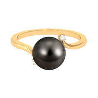 Tahitian pearl bypass engagement ring with 8-carat solitaire pearl and diamond accents, crafted by Rosec Jewels.