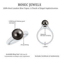 7.75 CT Classic Tahitian Pearl Solitaire Ring with Surprise Diamond