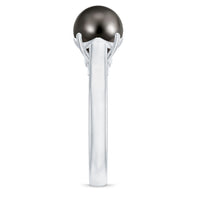 7.75 CT Classic Tahitian Pearl Solitaire Ring with Surprise Diamond