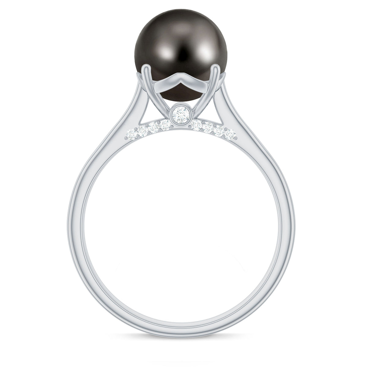 7.75 CT Classic Tahitian Pearl Solitaire Ring with Surprise Diamond