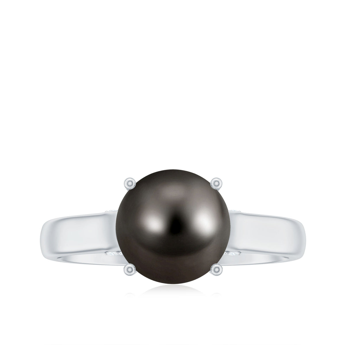 7.75 CT Classic Tahitian Pearl Solitaire Ring with Surprise Diamond