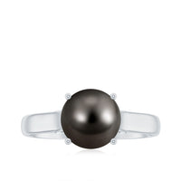 7.75 CT Classic Tahitian Pearl Solitaire Ring with Surprise Diamond