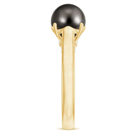 7.75 CT Classic Tahitian Pearl Solitaire Ring with Surprise Diamond