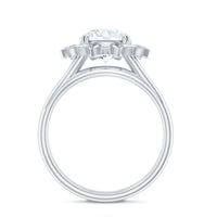 Round Cut Solitaire Zircon Gold Flower Engagement Ring in Split Shank