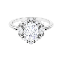 7X9mm Oval Cut Certified Moissanite Vintage Statement Ring