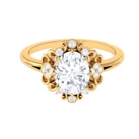 7X9mm Oval Cut Certified Moissanite Vintage Statement Ring