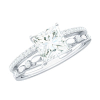 Moissanite Square Cut Engagement Ring With Certificate