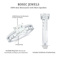 Moissanite Square Cut Engagement Ring With Certificate