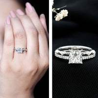 Moissanite Square Cut Engagement Ring With Certificate
