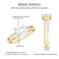 Moissanite Square Cut Engagement Ring With Certificate