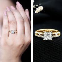 Moissanite Square Cut Engagement Ring With Certificate