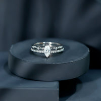 Certified Brilliant Cut Moissanite Marquise Cut Engagement Ring