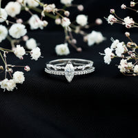 Certified Brilliant Cut Moissanite Marquise Cut Engagement Ring