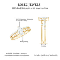Certified Brilliant Cut Moissanite Marquise Cut Engagement Ring