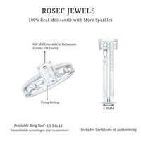 2 Carat Emerald Cut Moissanite Engagement Ring (D-VS1)