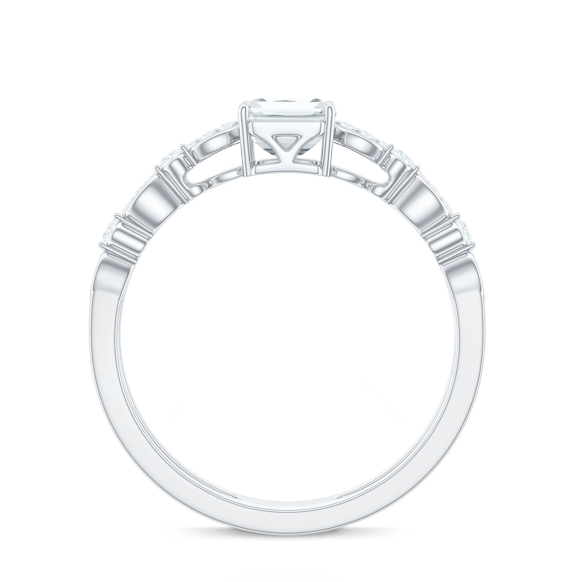 2 Carat Emerald Cut Moissanite Engagement Ring (D-VS1)