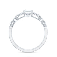 2 Carat Emerald Cut Moissanite Engagement Ring (D-VS1)