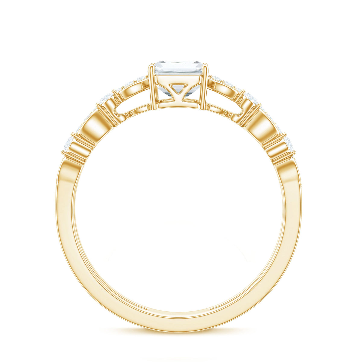 2 Carat Emerald Cut Moissanite Engagement Ring (D-VS1)