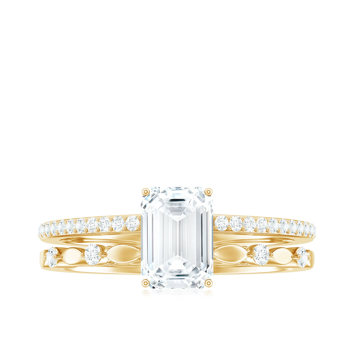 2 Carat Emerald Cut Moissanite Engagement Ring (D-VS1)