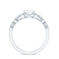 6mm Cushion Cut Moissanite Solitaire Double Band Engagement Ring
