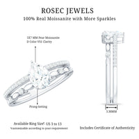 Pear Shaped Moissanite Double Band Engagement Ring
