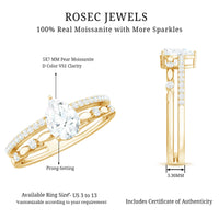 Pear Shaped Moissanite Double Band Engagement Ring