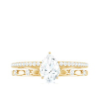 Pear Shaped Moissanite Double Band Engagement Ring