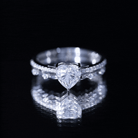 1.5 Carat Heart Moissanite Solitaire Double Band Ring Set