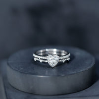 1.5 Carat Heart Moissanite Solitaire Double Band Ring Set